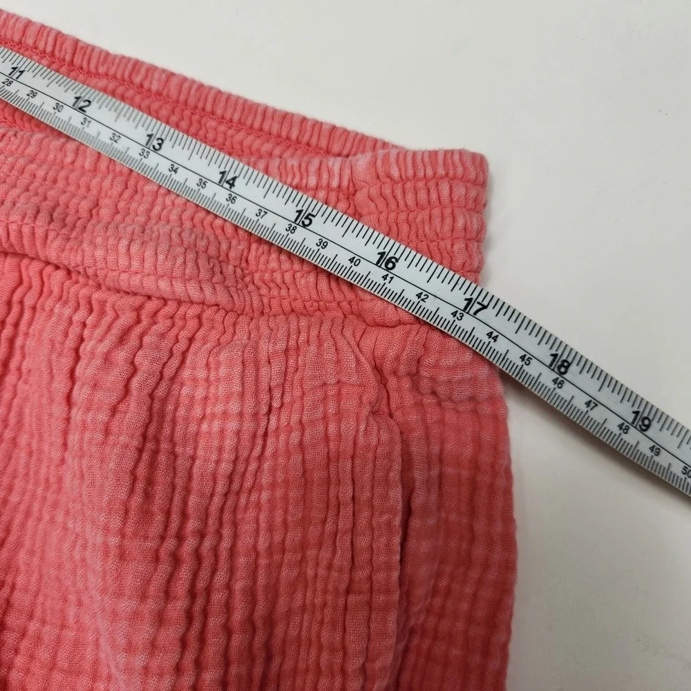 Aerie Pink Gauze Cargo Pants XL Regular Wide Leg Elastic Waist Coral Relaxed Fit